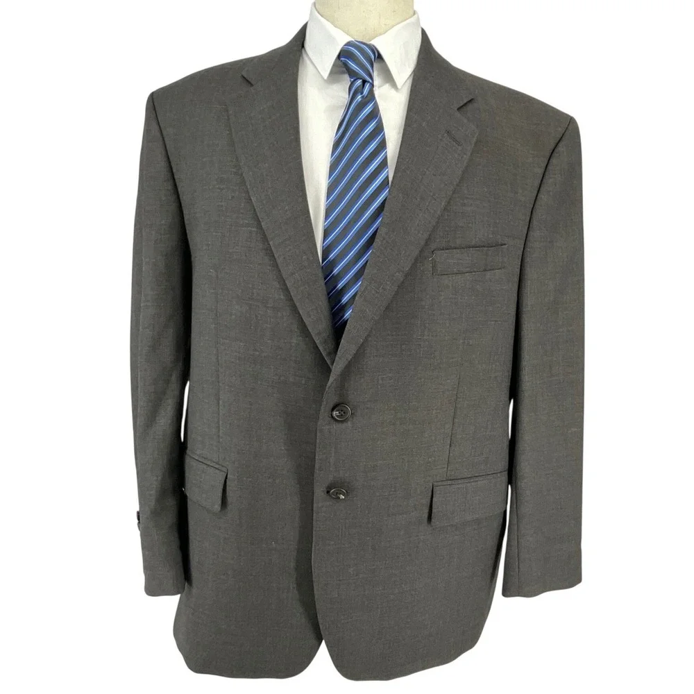 Lauren Ralph Lauren Men Classic Charcoal Grey Two Button Wool Blazer Suit Jacket